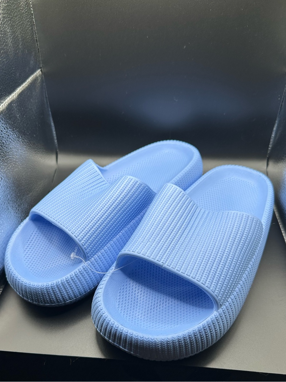 Light Blue Cloud Slide Sandals, Size 10